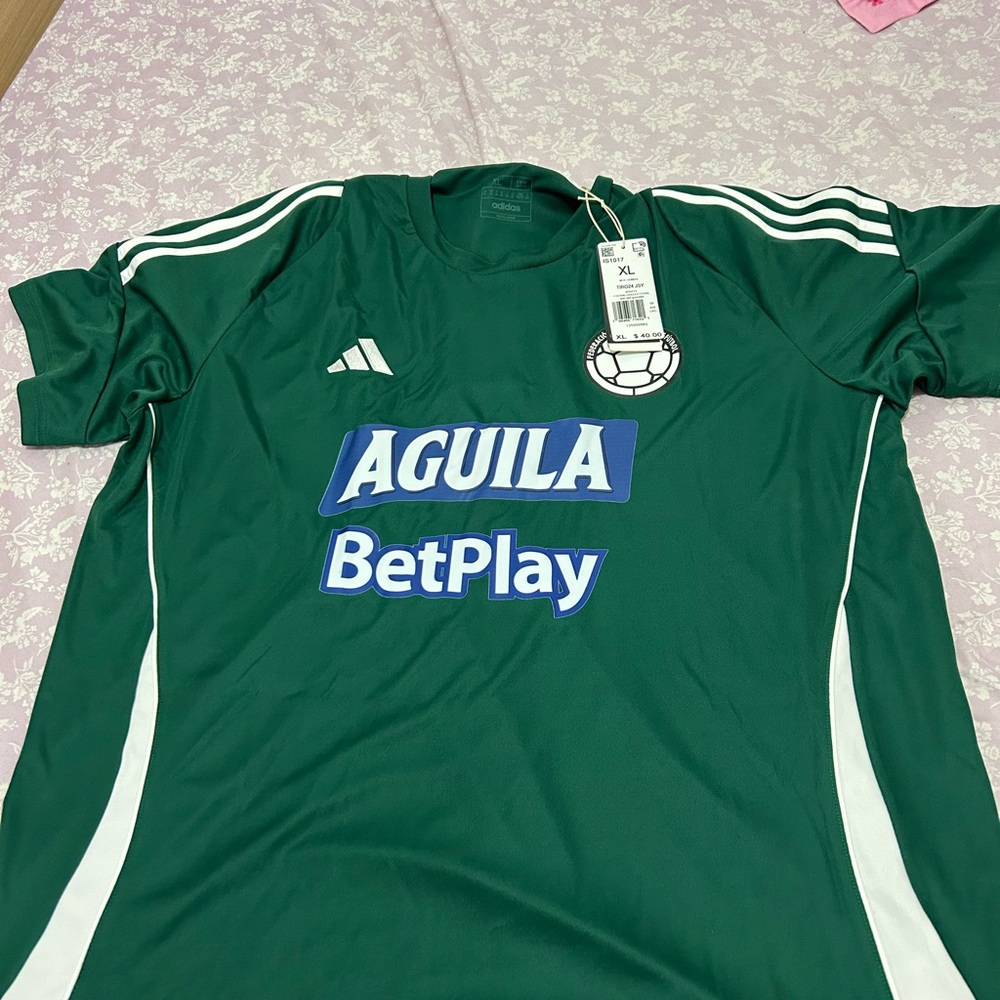 Adidas Green and White Soccer Jersey